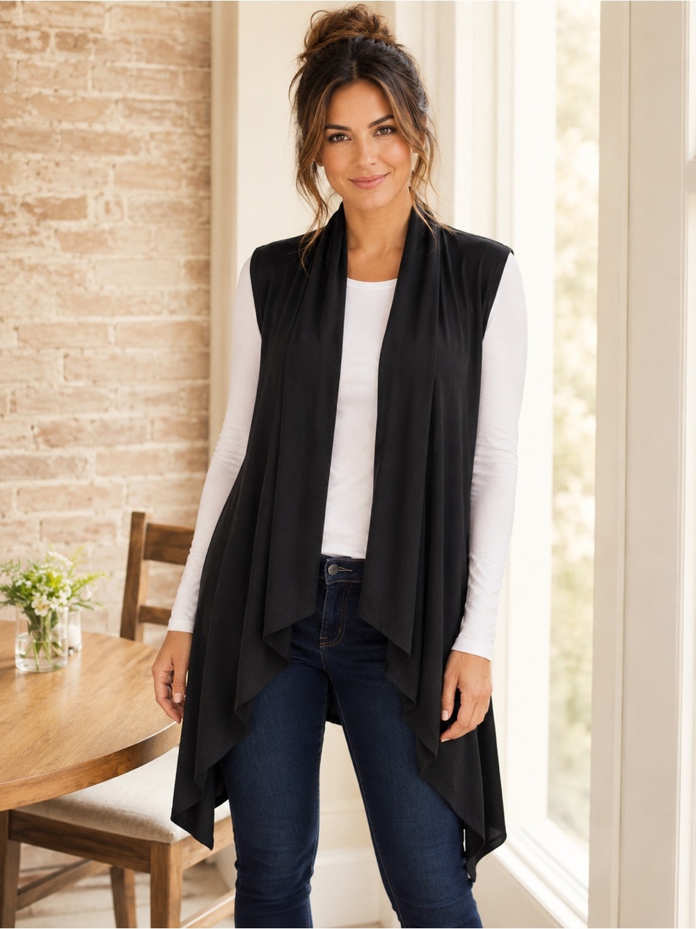 NWT Cuddl Duds Second Layer Smart Wrap Black Open Front Vest S/M Flaw A21